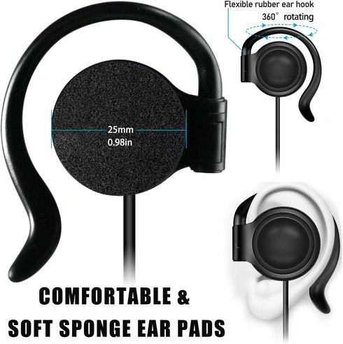EXMAX Wired Single Headphones 3.5mm Left-Side Earphone One Ear Ear-Hook Headphone for EXD-101 ATG-100T Wireless Tour Guide Receiver Radio Podcast Laptop MP3 Ear Bud (Left-Side Earphone)