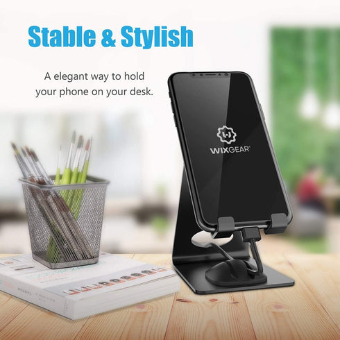 WixGear Phone Stand, Premium Phone Holder for iPhones, Android Smartphones & Mini Tablets Sturdy Metal Phone Stand