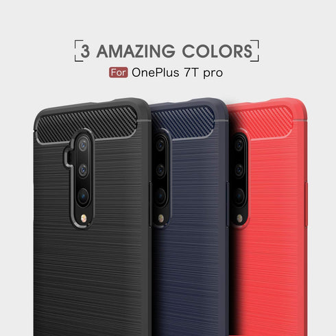 Case Compatible with OnePlus 7T Pro, Carbon Fiber Texture Design Cover, Anti-Scratch Shock Absorption