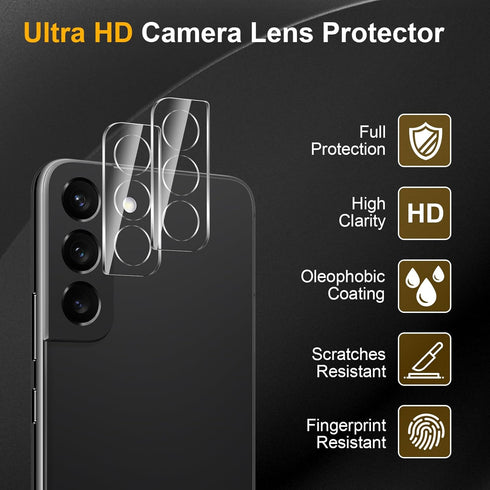 3 Pack Privacy Screen Protector for Samsung Galaxy S22 5G with 3 Pack Camera Lens Protector, Anti Spy Tempered Glass