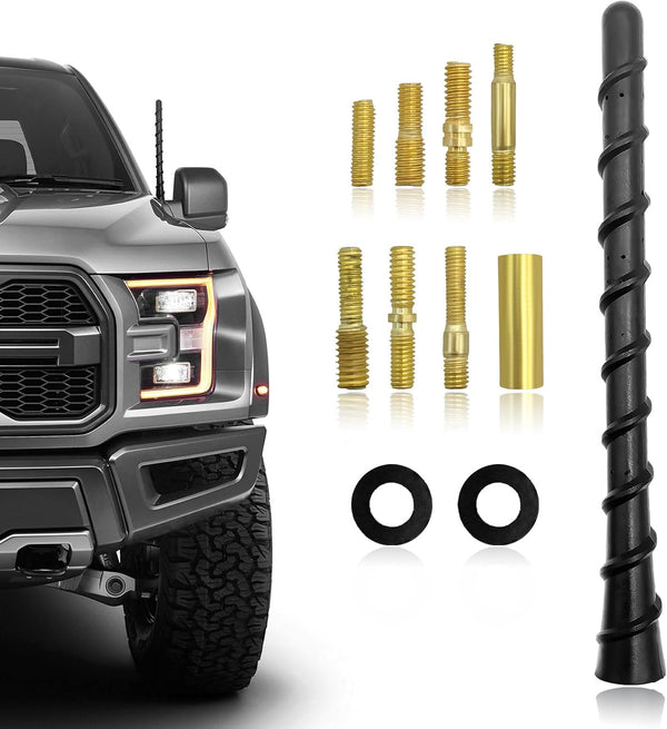 ZNDAW Car Spiral Antenna, 7 Inch Flexible Rubber Antenna Mast with Threaded Adapters,