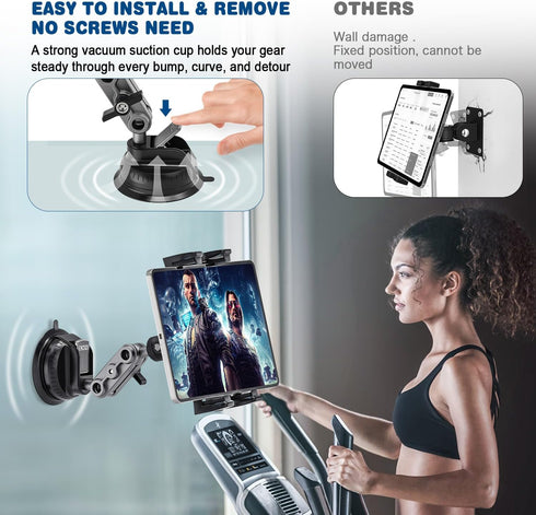 BAISHUN 360 4.7-12.9" Tablet Mount for Truck, Car Tablet Holder Heavy Duty Super Suction Cup/Adhesive Base iPad Stand