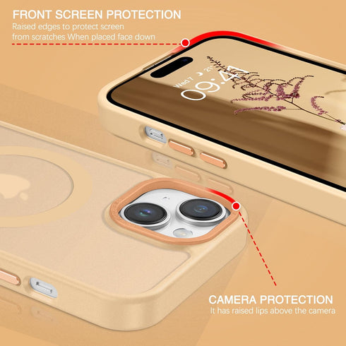 BENTOBEN Translucent Matte Slim Magnetic Case for iPhone 15 Plus, Compatible with MagSafe, Khaki