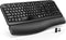SABLUTE Wireless Keyboard, Ergonomic Wave Keyboards with Cushioned Wrist Rest, 2.4GHz USB Computer