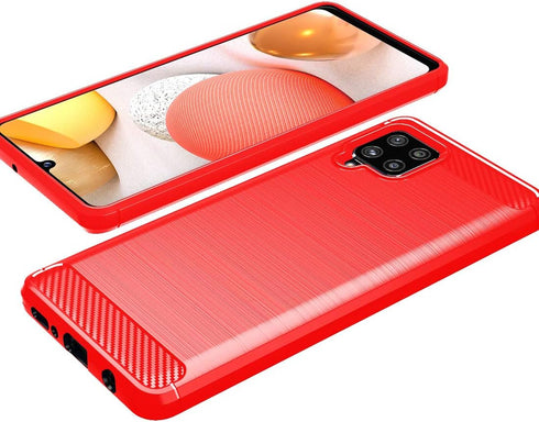 Osophter Shock-Absorption Case for Galaxy A42 5G, Flexible TPU Rubber Protective Cover (Red)
