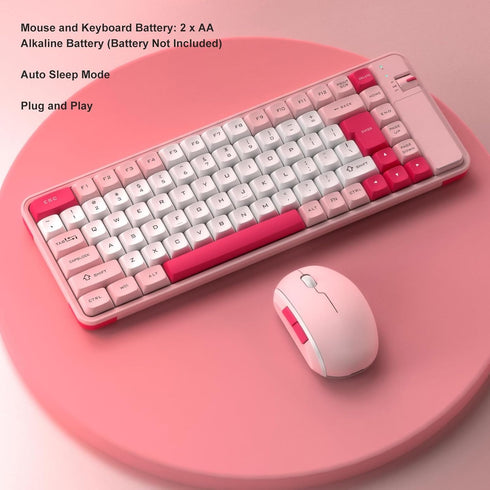 Keyboard and Mouse Combo for Windows, Bluetooth 2.4 GHz Receiver, 84 Keys QWERTY Layout, Adjustable DPI Mouse