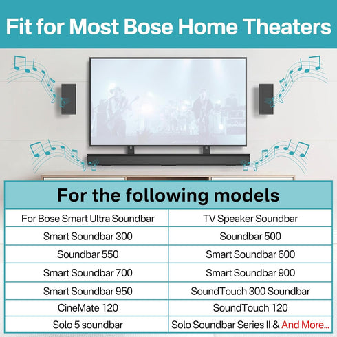 tiebutie Sound Bar Mounts Under TV for Bose Soundbar Mount with Speaker Mounts and Remote Holder - Adjustable Height