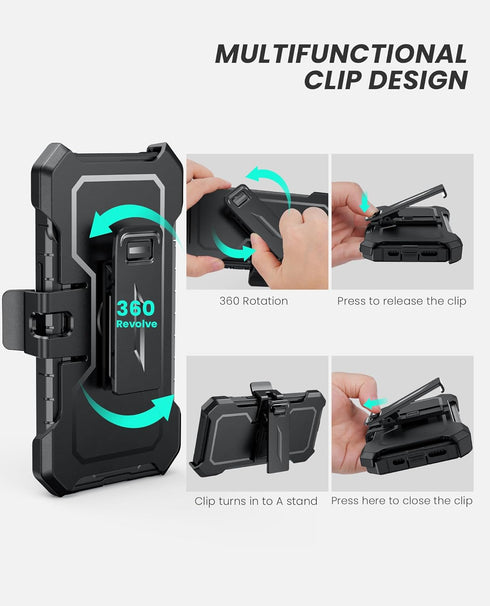 SOiOS 13/14/15 16e for iPhone Phone Case: for iPhone Protective Cover with Belt Clip Holster | Durable Dual-Layer