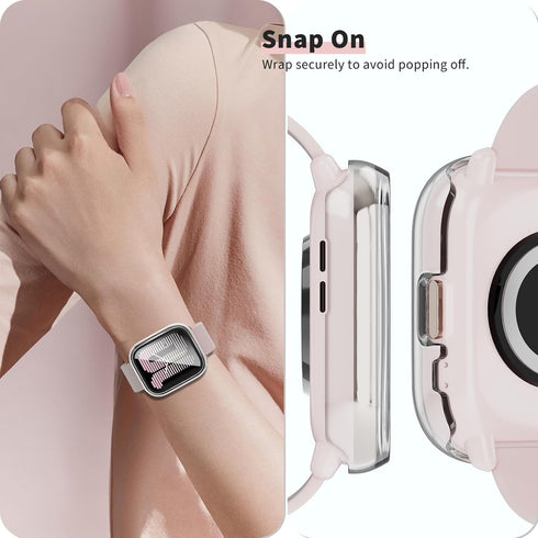 Amazfit Active Smartwatch Screen Protector Case, 2-Pack Hard PC Bumper with Tempered Glass Film Face Cover