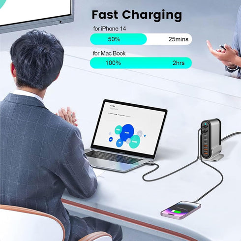 DENGWENQIANG 285W 8 17/16/15/14/13 USB C Fast Charger - GaN Port Fast Charging Station Tower Hub for Multiple Devices: