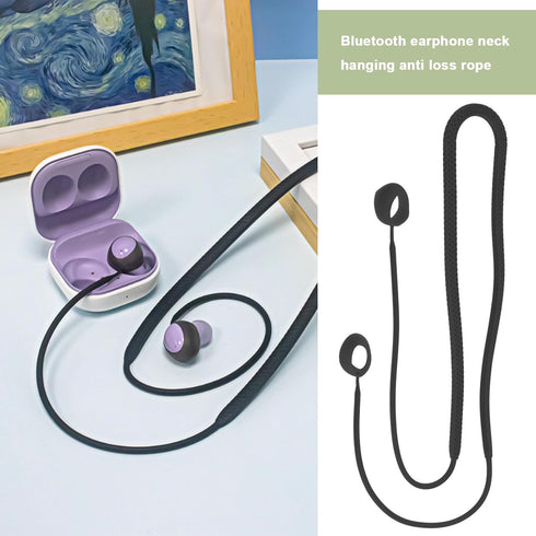 2PCS Silicone Anti-Loss Straps, Soft Neck Rope Cord Sport Lanyard 40cm Length for Samsung Galaxy Buds 2 (Black & Green)