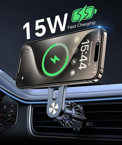 15W Magsafe Car Mount Charger - Long Arm Magnetic Wireless Charger for iPhone 16 Pro Max 15 14 13 Plus