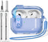 Inesore Clear Case for AirPods Pro 2nd Generation with Safety Lock, Magsafe One Click Open Function, Blue