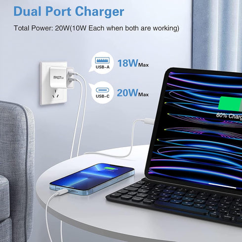 5 Pack USB C Wall Charger Block Boxeroo Dual Port PD Power Delivery Fast Type C Charging Block USB C Adapter Plug for iPhone 13 12 11 Pro Max Mini XS XR X 8, Google Pixel 6 5, Samsung Galaxy