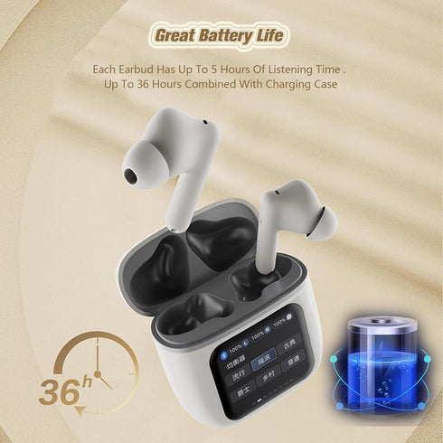 Touch Screen Earbuds TWS Bluetooth, Wireless Blue Tooth Ear Buds for iPhone Android, Small Ears Earphones