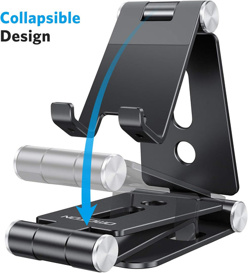 OMOTON Foldable Cell Phone Stand, C4 Portable Aluminum Holder - Adjustable Phone Dock Cradle for iPhone, Samsung,