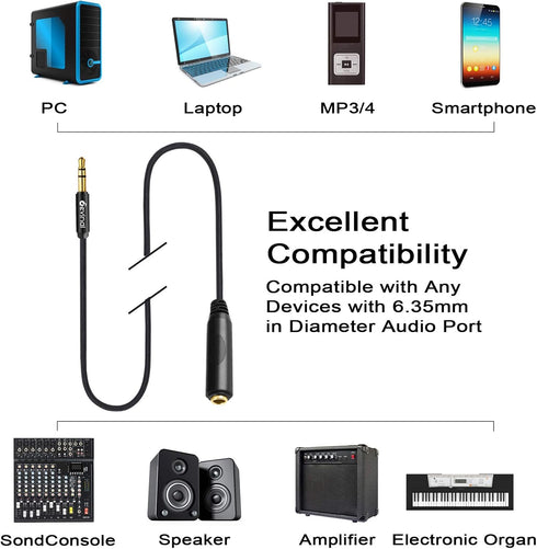 Devinal 1/4" Female to 3.5mm Cable, 6.35mm Female to 3.5mm (1/8" inch) Stereo Headphone Adapter, Quarter inch Female