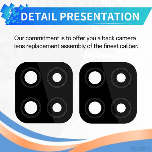 BESJMYT 2 Pack A12 A12 SM-A125U SM-A125U1 for Samsung Galaxy Rear Camera Lens Replacement Adhesive Back Camera Glass