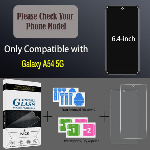 2 Pack Screen Protector for Samsung Galaxy A54 5G Tempered Glass, Case Friendly, Bubble Free, Anti Scratch, Easy to Install