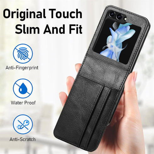 CCSamll Wallet Case for Samsung Galaxy Z Flip 5, Card Holder, Business Style Premium PU Leather Protective Cover (DK