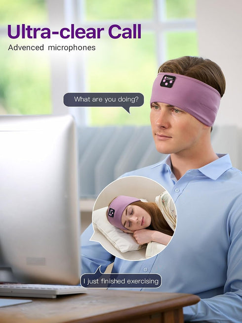 Sleep Headphones Bluetooth Headband, Long Playtime, Built-in Speakers for Workout, Running, Yoga
