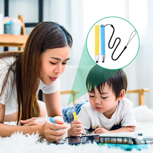 Kid-Friendly Stylus Pens for Touch Screens, Capacitive Kids Stylus with Spring Cord for iPad, iPhone, Kindle Fire