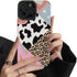 iPhone 13 Case Compatible, Trendy Leather Animal Leopard Design with Cow Milk Spot Pattern, Shockproof Slim TPU