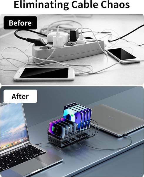 Dywcdnice 600W 12-Port 100W Charging Station for Multiple Devices, USB C Charging Station with Dual PD PPS, Multi