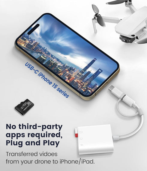 SD Card Reader for iPhone iPad, Oyuiasle Trail Game Camera SD Card Viewer with Dual Slot for MicroSD/SD