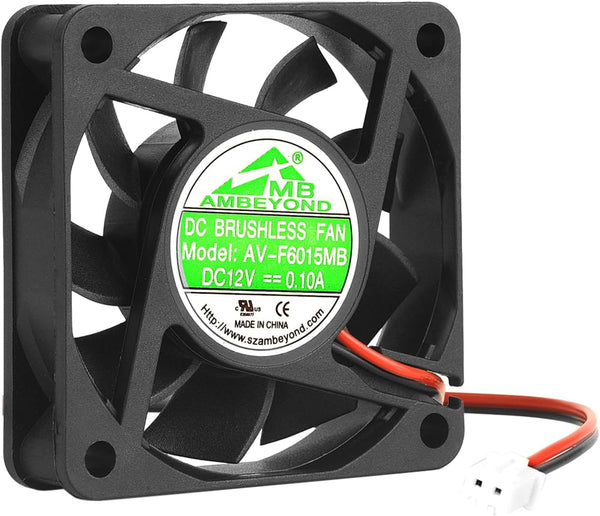 60mm x 60mm x 15mm 6015 12V DC 0.10A Ball Bearing Brushless Cooling Fan, 2pin AV-F6015MB UL TUV