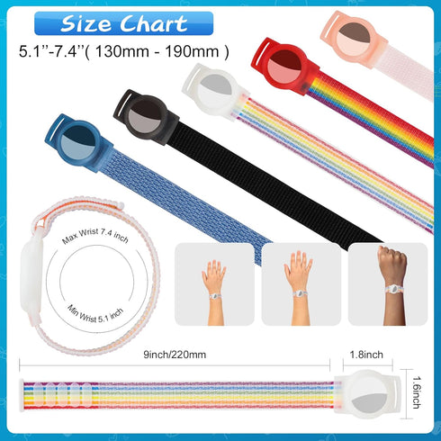 Waterproof Air Tag Bracelet for Kids, 2 Pack Soft Nylon Hidden Wristband, Lightweight GPS Tracker Holder
