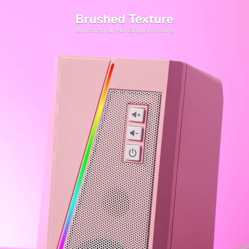 Redragon GS520 RGB Desktop Speakers - 2.0 Channel PC Computer Stereo Speaker with 6 Colorful LED Modes, Enhanced Sound
