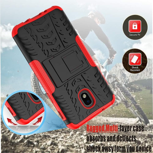Yiakeng Galaxy J7 Refine Case - Shockproof Protective with Kickstand for Samsung J737V, J737T (Red)