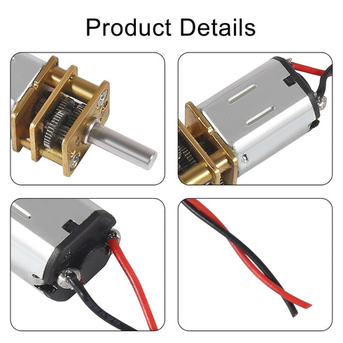 4pcs N20 3V-6V Mini Micro Gear Motor DC Slow Speed Full Metal Gearbox Micro Motor for RC Car, Robot Model, DIY Engine