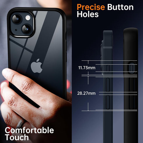Supdeal Shockproof Clear Case for iPhone 13, Black, 10FT Military Drop Protection, Hard Clear Back, 6.1 inch, Airbags.