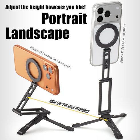 SHINEWEE 17/16/15/14/13/12 1/4 Ultra-Compact Magnetic Tripod Stand: Aluminum Phone Mount for iPhone Pro Max, Adjustable