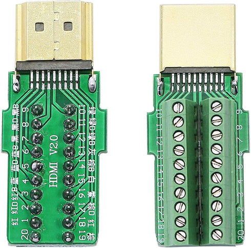 SinLoon 2 Pack HDMI Solderless Adapter, Gold Plated HDMI Extension Cable Connector, Signals Terminal Breakout Board