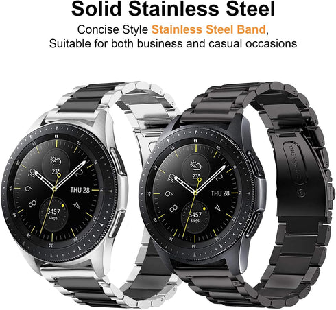 Valkit Compatible with Samsung Galaxy Watch 46mm, Galaxy Watch 3 45mm, Gear S3 Classic, 2 Pack Stainless Steel Bands
