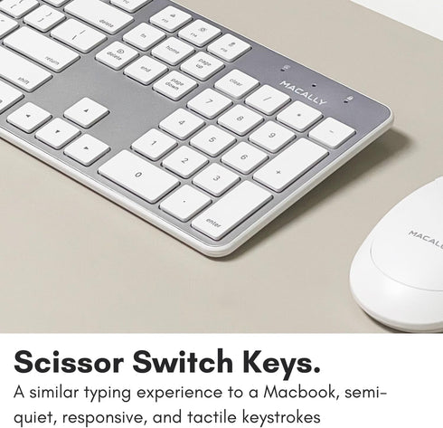 Macally Ultra-Slim USB Wired Keyboard with Number Keypad for Apple Mac Pro, MacBook, iMac, Silver