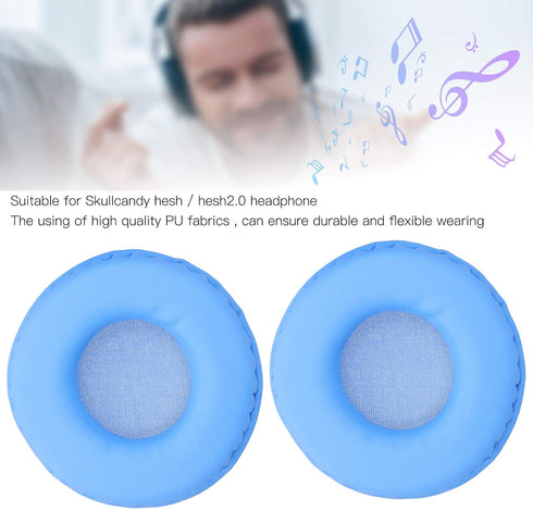Headphone Ear Pads, Replacement Cotton Cushion Sponge Headset Earpads Earmuffs Foam Earbuds Cover for Skullcandy HESH/HESH 2.0(Sky Blue)