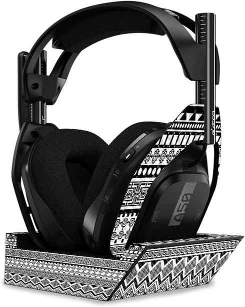 MightySkins Carbon Fiber Skin - Black Aztec for Astro A50 Wireless Headphones + Base Station (Gen 4) | Durable Finish