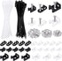 Swpeet 480Pcs Self-Locking Cable Zip Tie Set, Black & White with Saddle Type Mounts and Screws for Wire Organization