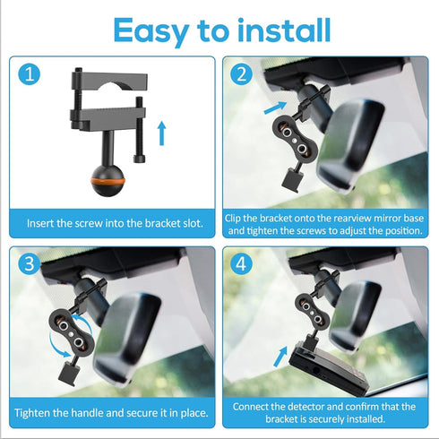 Vovucai Max360C Max3 Max4 Radar Detector Mount,Aluminum Radar Mount,Rearview Mirror Rod Mount Bracketfor Escort IX IXc