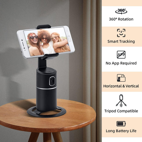 Mcbazel Auto Face Tracking Tripod, Rechargeable Battery, 360° Rotation Phone Tracking Holder for Live Streaming