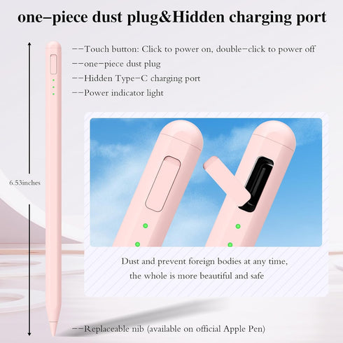 Stylus Pen for iPad 10&9th Gen, Faster Charge with Pencil Holder, Palm Rejection for iPad Pro and Air