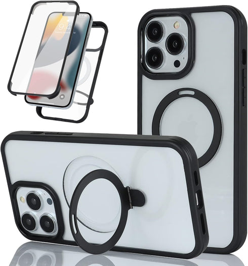 Cavor iPhone 12 & 12 Pro MagSafe Case with Built-in Screen Protector & Stand - Black Protective Phone Case