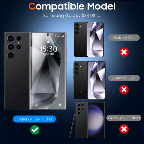 UniqueMe for Samsung Galaxy S24 Ultra Screen Protector, Case Friendly HD Clear Anti-Scratch 9H Tempered Glass 2 Pack +