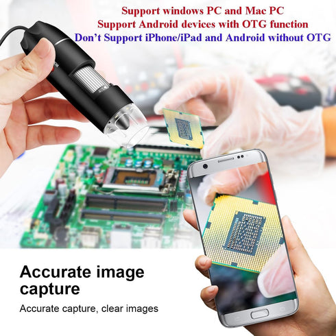 USB Microscope Camera 40X to 1000X, Cainda Digital Microscope with Metal Stand & Carrying Case (Black)