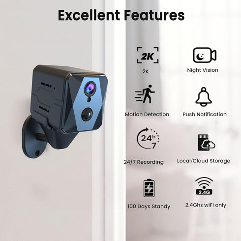 Indoor Camera - 2K FHD Home Security Camera with Cloud & SD Storage, AI Motion Detection, Auto Night Vision