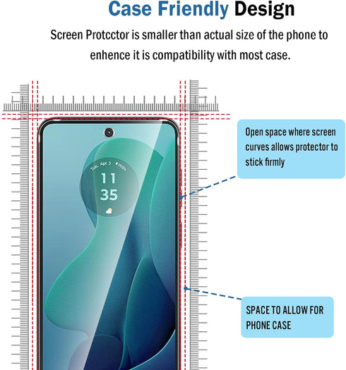 2 Pack Screen Protector for Moto G 5G 2024, Full Coverage 9H Tempered Glass, HD Clear, Bubble-Free
